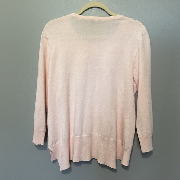 Cable & Gauge Pink Cardigan Sweater Jewel Embellished Neckline EUC - Picture 3 of 13